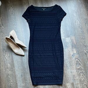 Elegant Navy Lace Dress